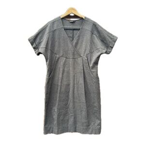 Sandwich Gray V-Neck Dress with Pockets Ladies Size 40 Polyester Rayon Spandex